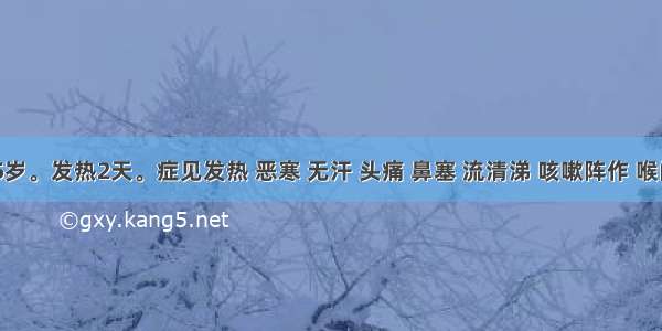 患儿 5岁。发热2天。症见发热 恶寒 无汗 头痛 鼻塞 流清涕 咳嗽阵作 喉间痰鸣