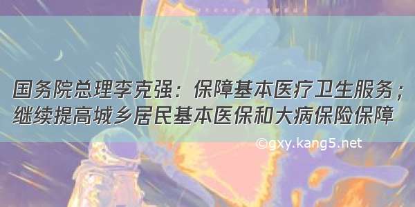 国务院总理李克强：保障基本医疗卫生服务；
继续提高城乡居民基本医保和大病保险保障