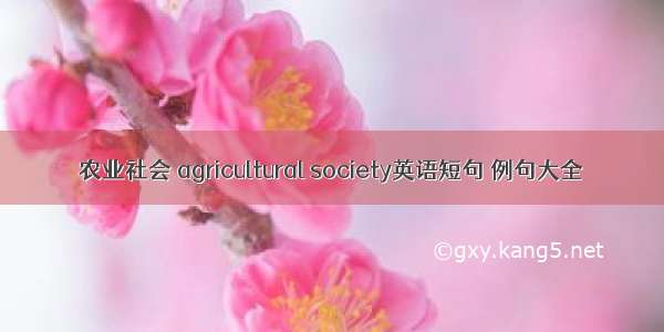 农业社会 agricultural society英语短句 例句大全