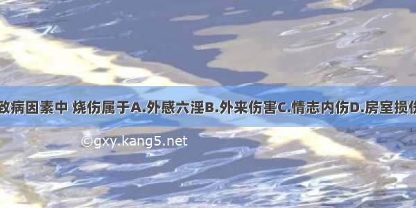 在下列外科致病因素中 烧伤属于A.外感六淫B.外来伤害C.情志内伤D.房室损伤E.感受特殊