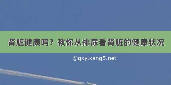 肾脏健康吗？教你从排尿看肾脏的健康状况