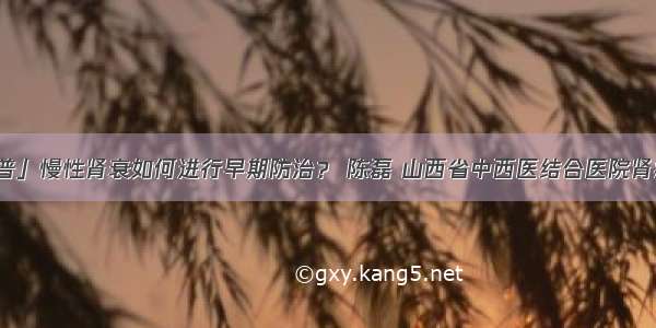 「科普」慢性肾衰如何进行早期防治？ 陈磊 山西省中西医结合医院肾病一科