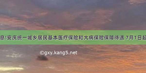 好消息!安庆统一城乡居民基本医疗保险和大病保险保障待遇 7月1日起施行