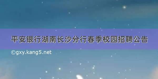 平安银行湖南长沙分行春季校园招聘公告