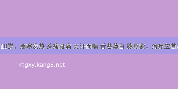 患者 男 18岁。恶寒发热 头痛身痛 无汗而喘 舌苔薄白 脉浮紧。治疗应首选A.小青