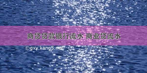 商贷贷款银行流水 商业贷流水