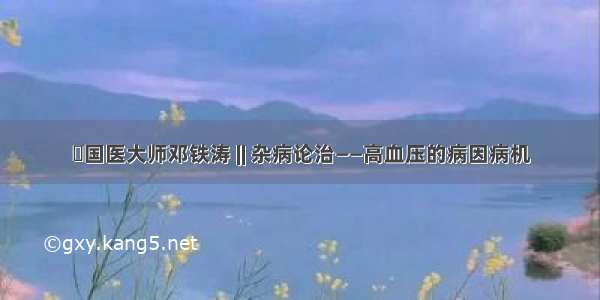 ​国医大师邓铁涛 || 杂病论治——高血压的病因病机