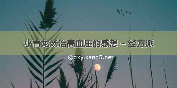 小青龙汤治高血压的感想 – 经方派