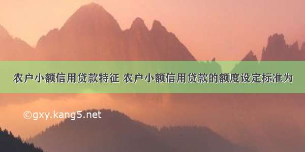 农户小额信用贷款特征 农户小额信用贷款的额度设定标准为