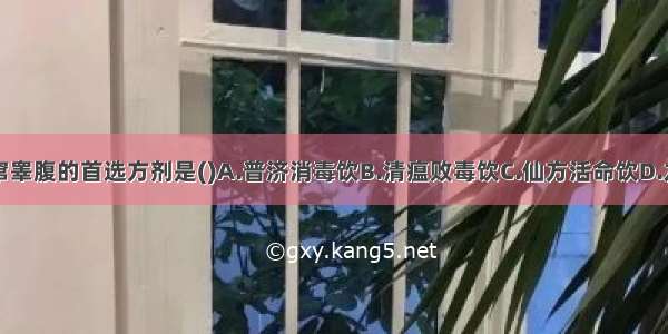 痄腮变证毒窜睾腹的首选方剂是()A.普济消毒饮B.清瘟败毒饮C.仙方活命饮D.龙胆泻肝汤E.