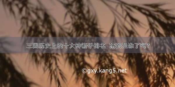 三国历史上的十大神箭手排名  猜到是谁了吗？