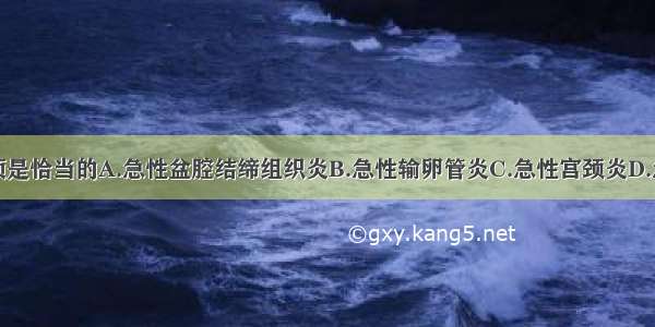 下列诊断哪项是恰当的A.急性盆腔结缔组织炎B.急性输卵管炎C.急性宫颈炎D.急性子宫内膜