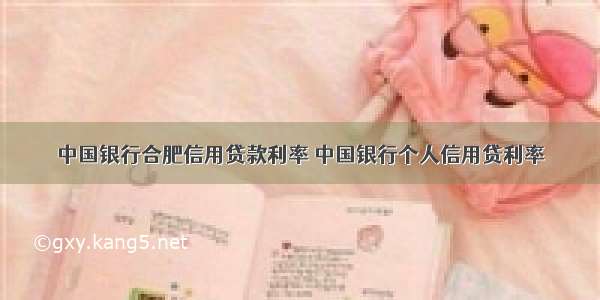 中国银行合肥信用贷款利率 中国银行个人信用贷利率