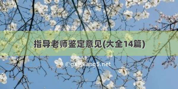 指导老师鉴定意见(大全14篇)