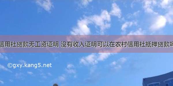 信用社贷款无工资证明 没有收入证明可以在农村信用社抵押贷款吗