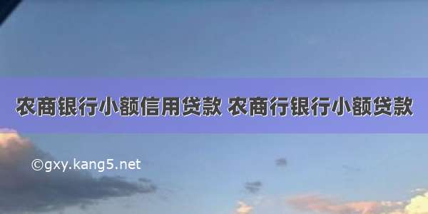 农商银行小额信用贷款 农商行银行小额贷款