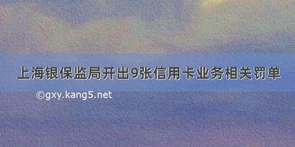 上海银保监局开出9张信用卡业务相关罚单