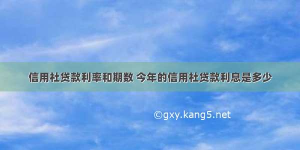 信用社贷款利率和期数 今年的信用社贷款利息是多少