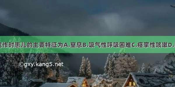 支气管哮喘发作时患儿的主要特征为A.窒息B.吸气性呼吸困难C.痉挛性咳嗽D.咳黄脓黏稠痰