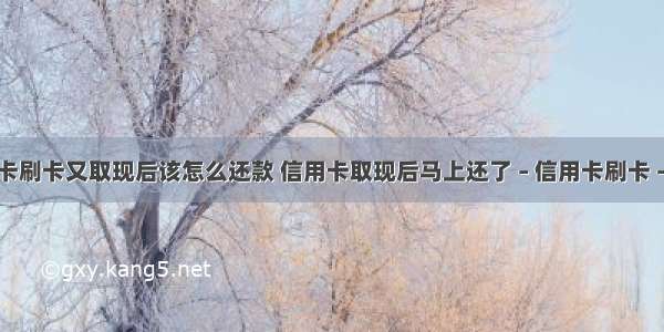 信用卡刷卡又取现后该怎么还款 信用卡取现后马上还了 – 信用卡刷卡 – 前端