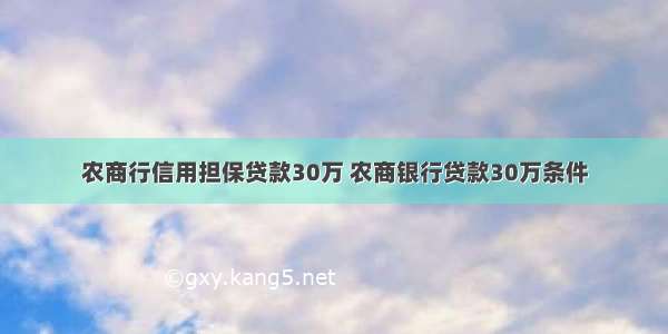 农商行信用担保贷款30万 农商银行贷款30万条件