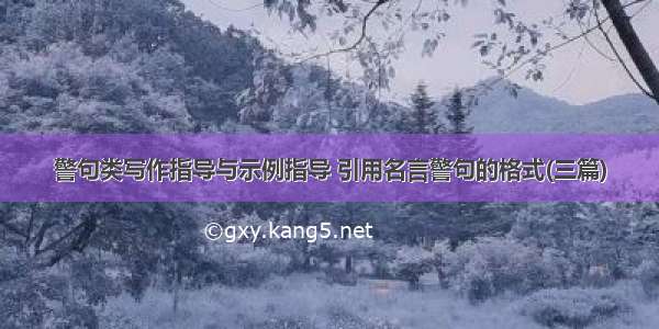 警句类写作指导与示例指导 引用名言警句的格式(三篇)