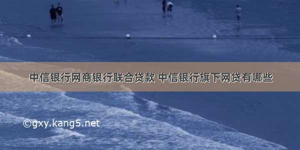 中信银行网商银行联合贷款 中信银行旗下网贷有哪些