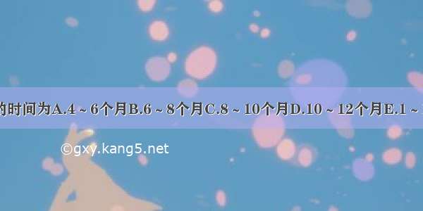 小儿前囟闭合的时间为A.4～6个月B.6～8个月C.8～10个月D.10～12个月E.1～1．5岁ABCDE