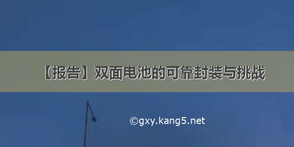 【报告】双面电池的可靠封装与挑战