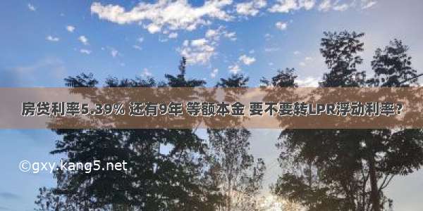 房贷利率5.39% 还有9年 等额本金 要不要转LPR浮动利率？