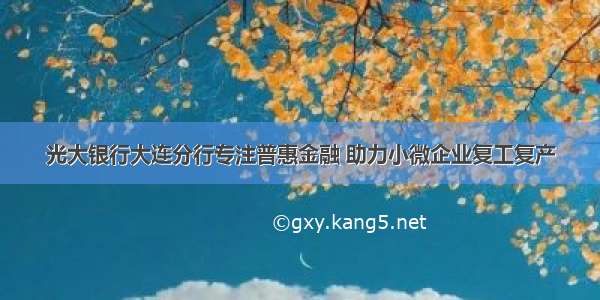 光大银行大连分行专注普惠金融 助力小微企业复工复产