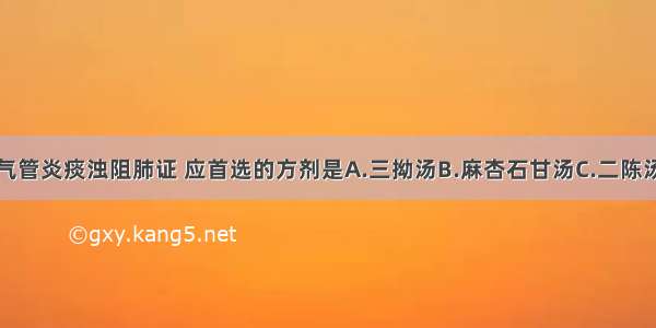 治疗慢性支气管炎痰浊阻肺证 应首选的方剂是A.三拗汤B.麻杏石甘汤C.二陈汤合三子养亲