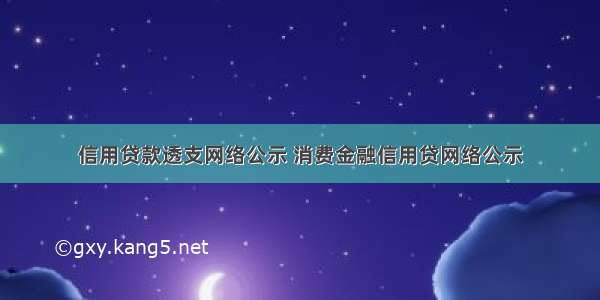 信用贷款透支网络公示 消费金融信用贷网络公示