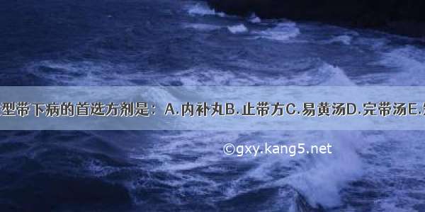 治疗肾阴虚型带下病的首选方剂是：A.内补丸B.止带方C.易黄汤D.完带汤E.知柏地黄丸