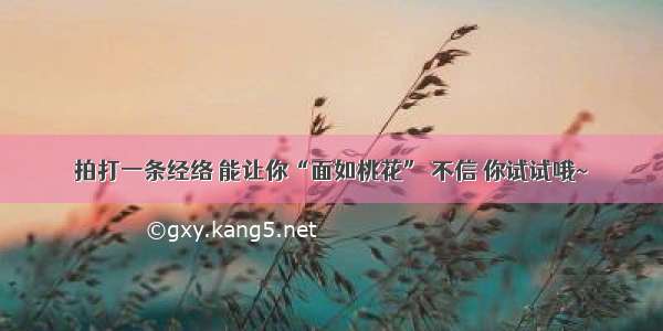 拍打一条经络 能让你“面如桃花” 不信 你试试哦~