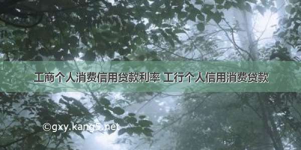 工商个人消费信用贷款利率 工行个人信用消费贷款