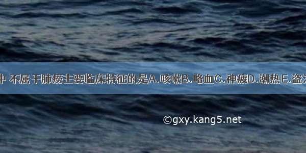 下列各项中 不属于肺痨主要临床特征的是A.咳嗽B.咯血C.神疲D.潮热E.盗汗ABCDE