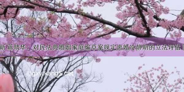 杨立新 蒋晓华：对民法典婚姻家庭编草案规定离婚冷静期的立法评估 | 前沿