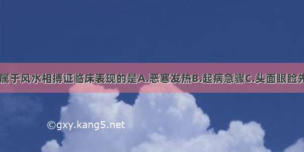 下列各项 不属于风水相搏证临床表现的是A.恶寒发热B.起病急骤C.头面眼睑先肿D.形寒肢