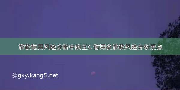 贷款信用风险分析中的五C 信用类贷款风险分析要点