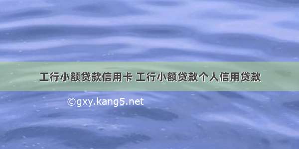 工行小额贷款信用卡 工行小额贷款个人信用贷款