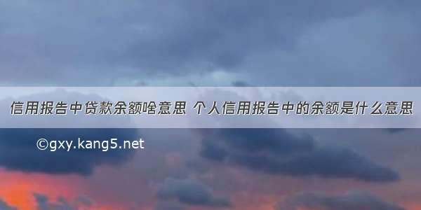 信用报告中贷款余额啥意思 个人信用报告中的余额是什么意思