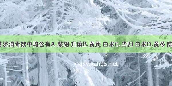 补中益气汤与普济消毒饮中均含有A.柴胡 升麻B.黄芪 白术C.当归 白术D.黄芩 陈皮E.人参 薄荷