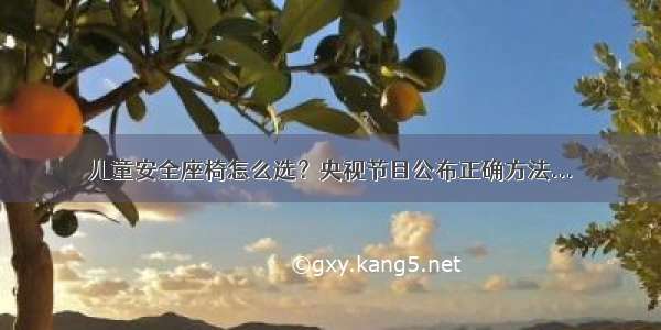 儿童安全座椅怎么选？央视节目公布正确方法...