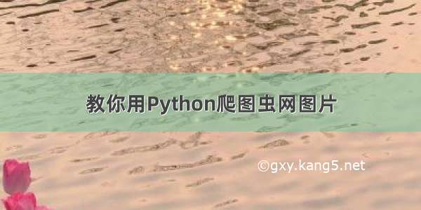 教你用Python爬图虫网图片