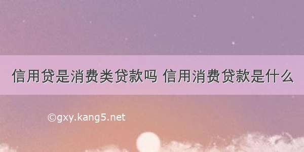 信用贷是消费类贷款吗 信用消费贷款是什么