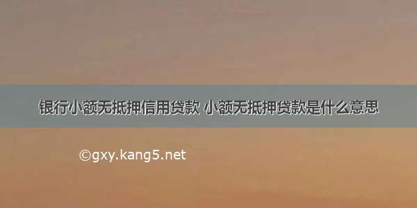 银行小额无抵押信用贷款 小额无抵押贷款是什么意思