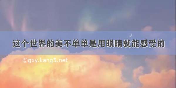 这个世界的美不单单是用眼睛就能感受的