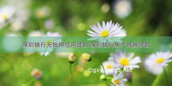 深圳银行无抵押信用贷款 深圳银行房产抵押贷款