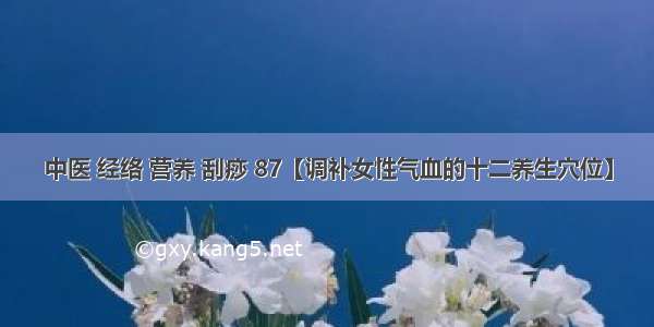 中医 经络 营养 刮痧 87【调补女性气血的十二养生穴位】